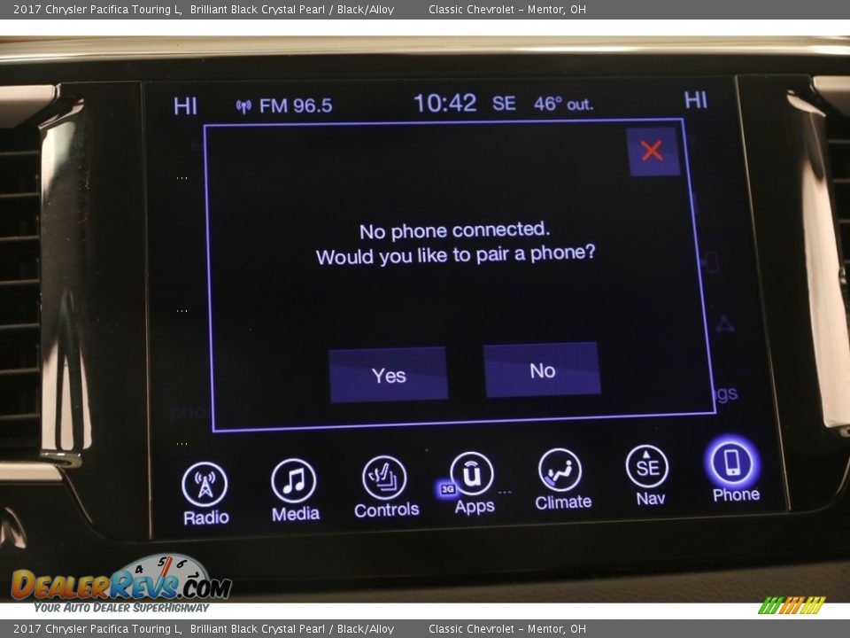 2017 Chrysler Pacifica Touring L Brilliant Black Crystal Pearl / Black/Alloy Photo #11