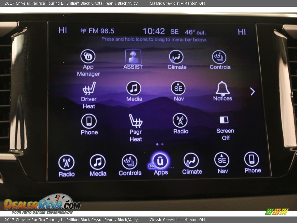 2017 Chrysler Pacifica Touring L Brilliant Black Crystal Pearl / Black/Alloy Photo #13