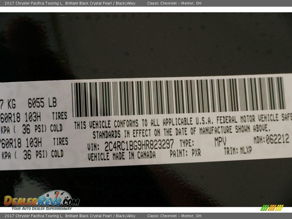 2017 Chrysler Pacifica Touring L Brilliant Black Crystal Pearl / Black/Alloy Photo #27