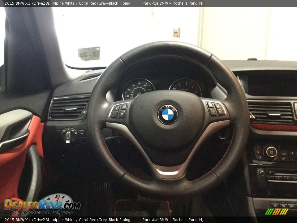 2015 BMW X1 xDrive28i Alpine White / Coral Red/Grey-Black Piping Photo #15