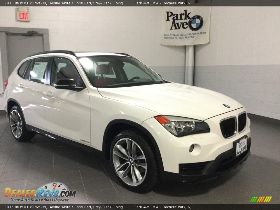 2015 BMW X1 xDrive28i Alpine White / Coral Red/Grey-Black Piping Photo #24