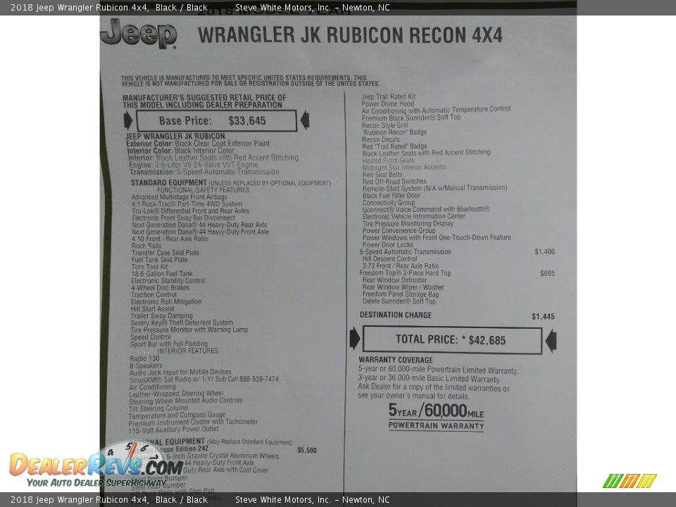 2018 Jeep Wrangler Rubicon 4x4 Window Sticker Photo #32