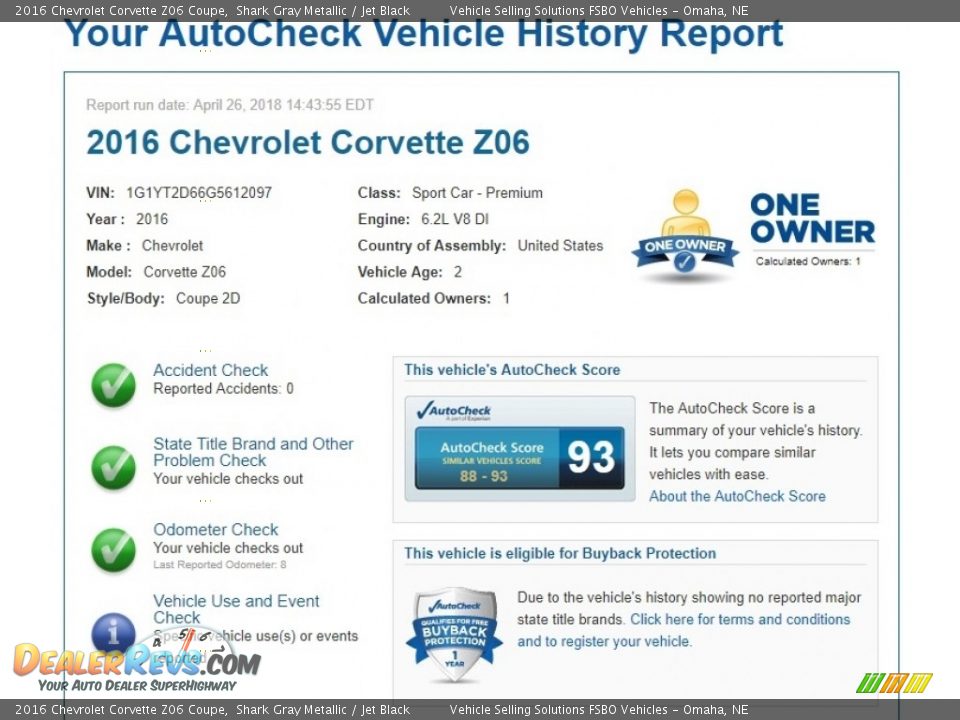 Dealer Info of 2016 Chevrolet Corvette Z06 Coupe Photo #2