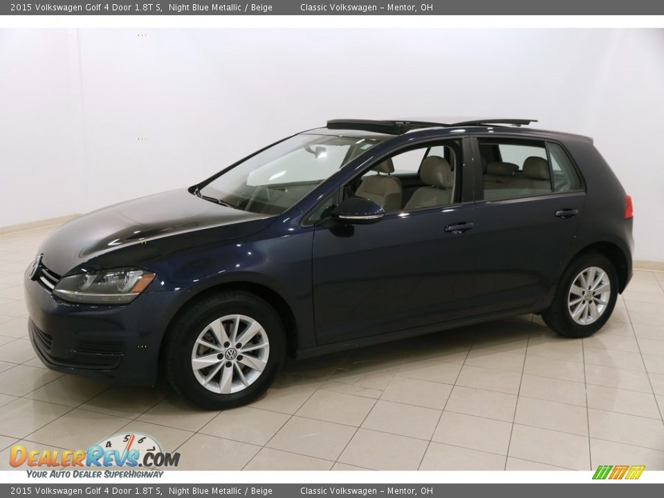 2015 Volkswagen Golf 4 Door 1.8T S Night Blue Metallic / Beige Photo #3