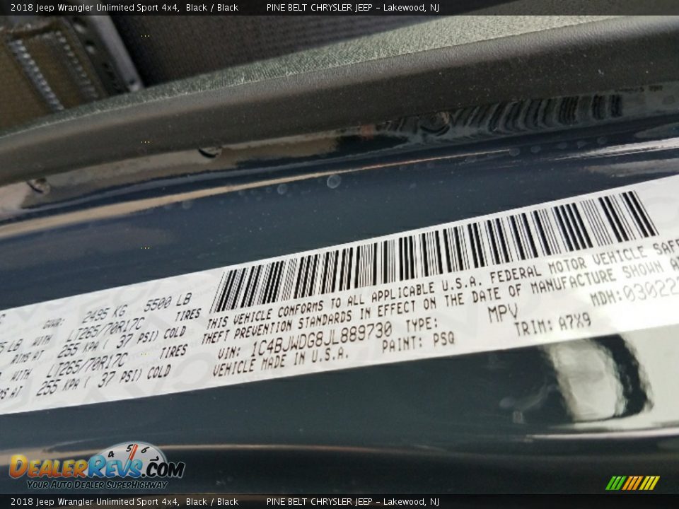 2018 Jeep Wrangler Unlimited Sport 4x4 Black / Black Photo #9