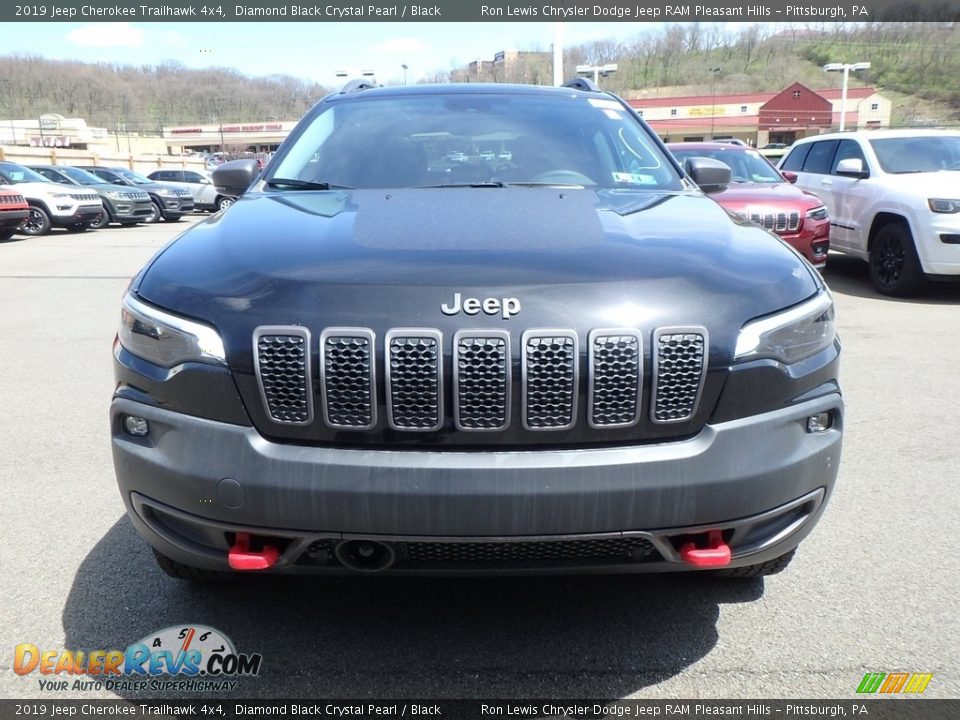 2019 Jeep Cherokee Trailhawk 4x4 Diamond Black Crystal Pearl / Black Photo #8