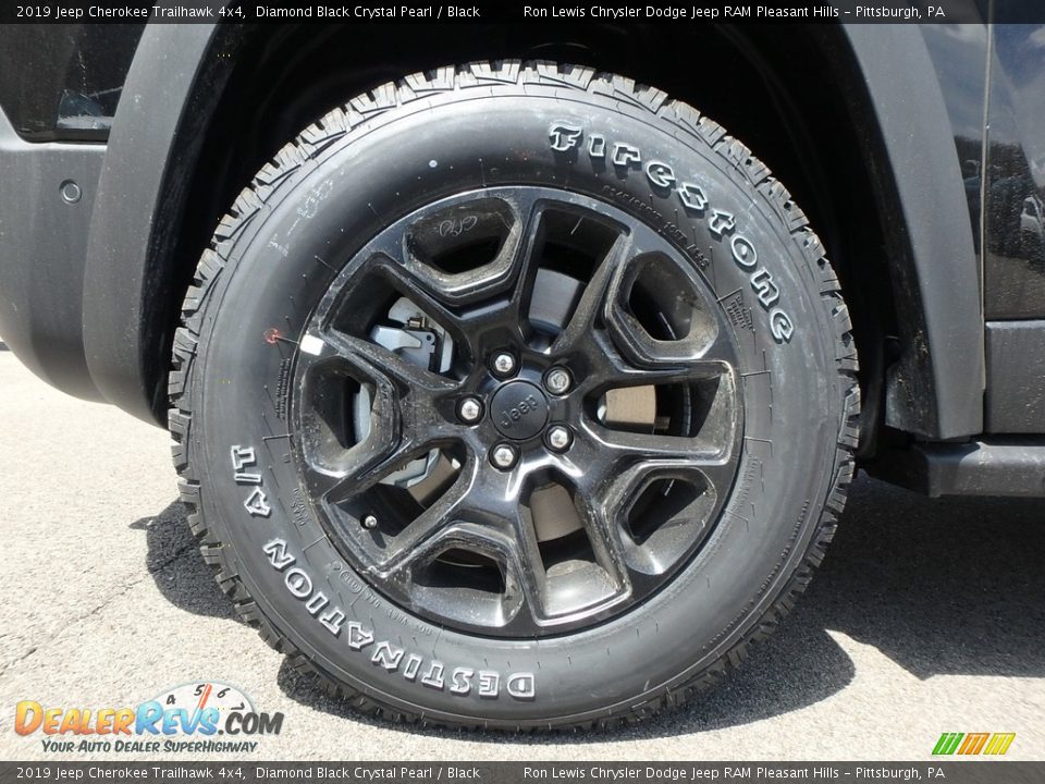 2019 Jeep Cherokee Trailhawk 4x4 Diamond Black Crystal Pearl / Black Photo #9