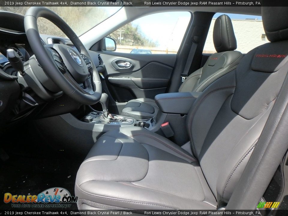 2019 Jeep Cherokee Trailhawk 4x4 Diamond Black Crystal Pearl / Black Photo #10