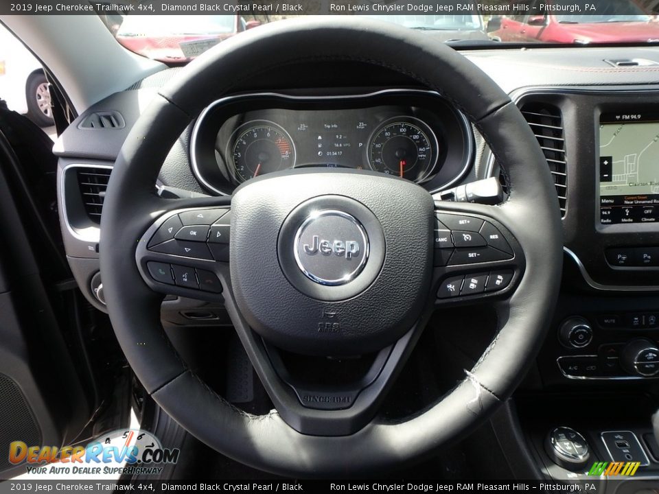 2019 Jeep Cherokee Trailhawk 4x4 Diamond Black Crystal Pearl / Black Photo #20