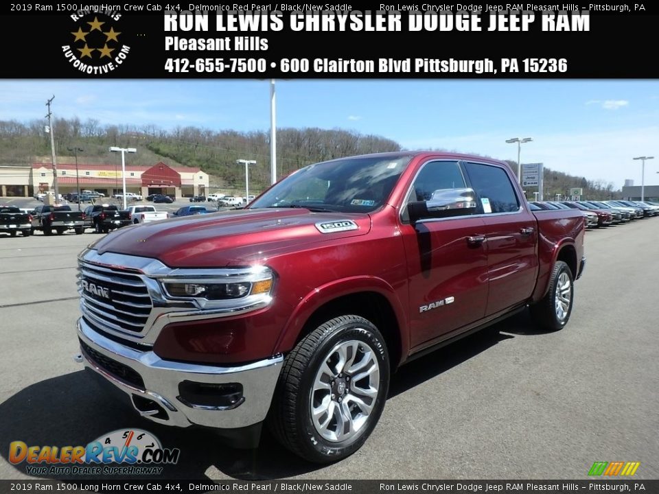 2019 Ram 1500 Long Horn Crew Cab 4x4 Delmonico Red Pearl / Black/New Saddle Photo #1
