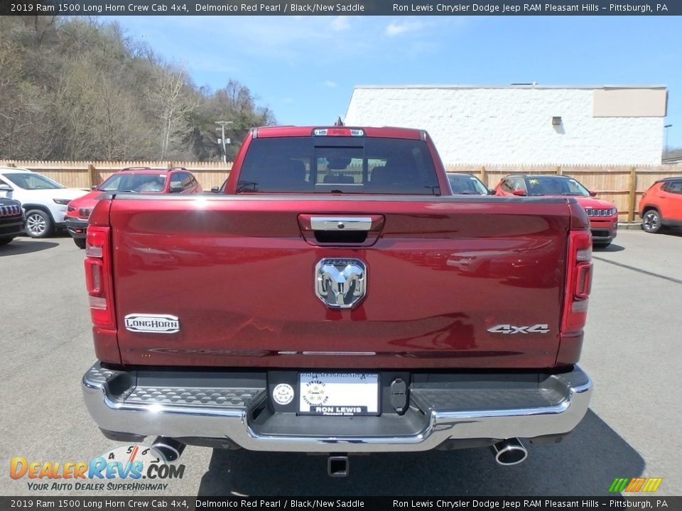 2019 Ram 1500 Long Horn Crew Cab 4x4 Delmonico Red Pearl / Black/New Saddle Photo #4