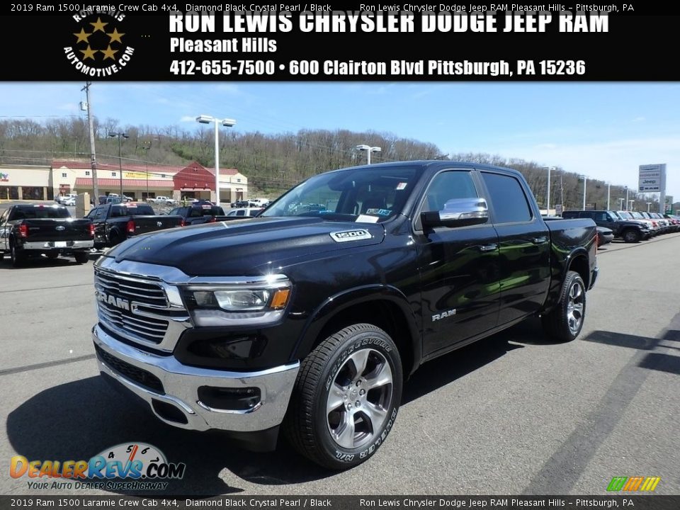 2019 Ram 1500 Laramie Crew Cab 4x4 Diamond Black Crystal Pearl / Black Photo #1