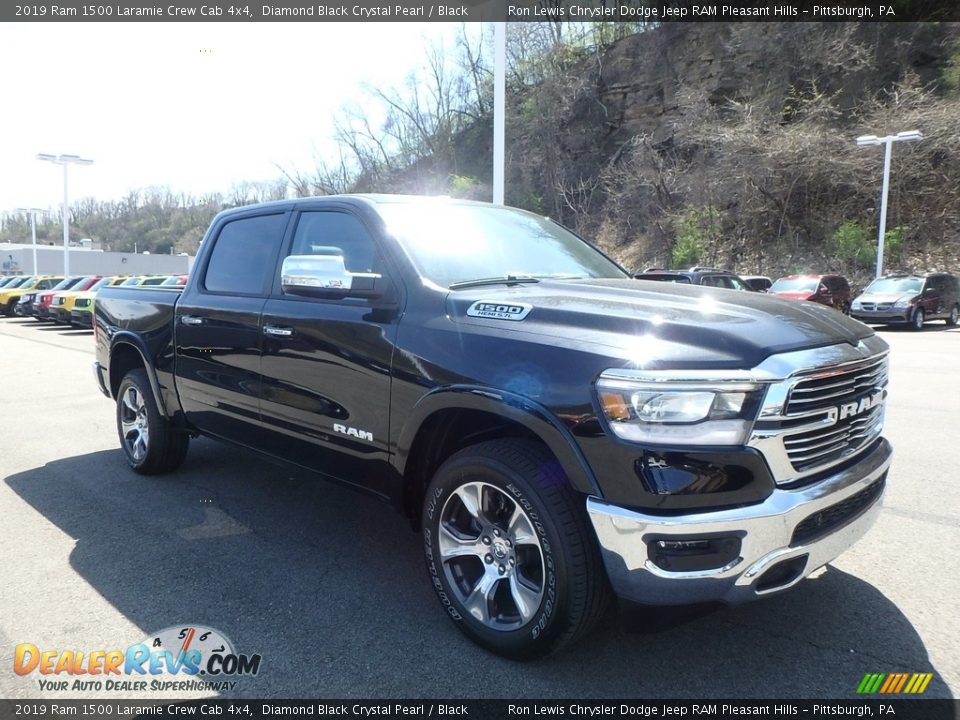 2019 Ram 1500 Laramie Crew Cab 4x4 Diamond Black Crystal Pearl / Black Photo #7