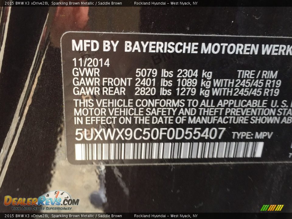 2015 BMW X3 xDrive28i Sparkling Brown Metallic / Saddle Brown Photo #32
