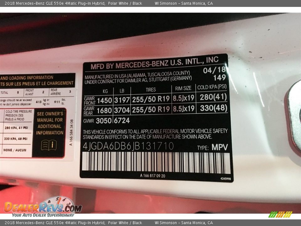 2018 Mercedes-Benz GLE 550e 4Matic Plug-In Hybrid Polar White / Black Photo #11