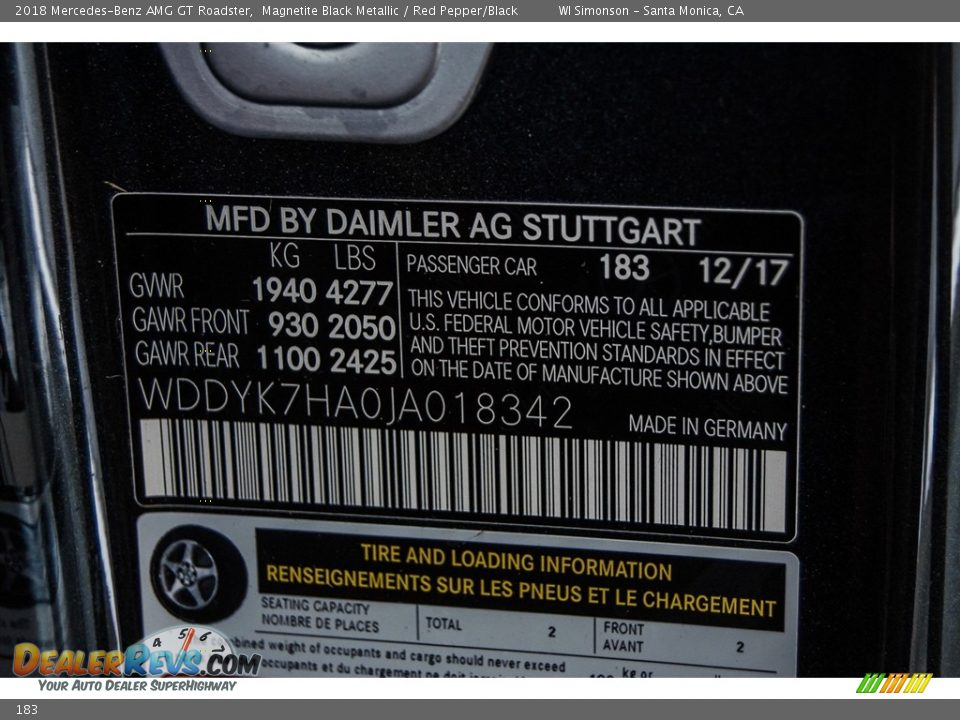 Mercedes-Benz Color Code 183 Magnetite Black Metallic