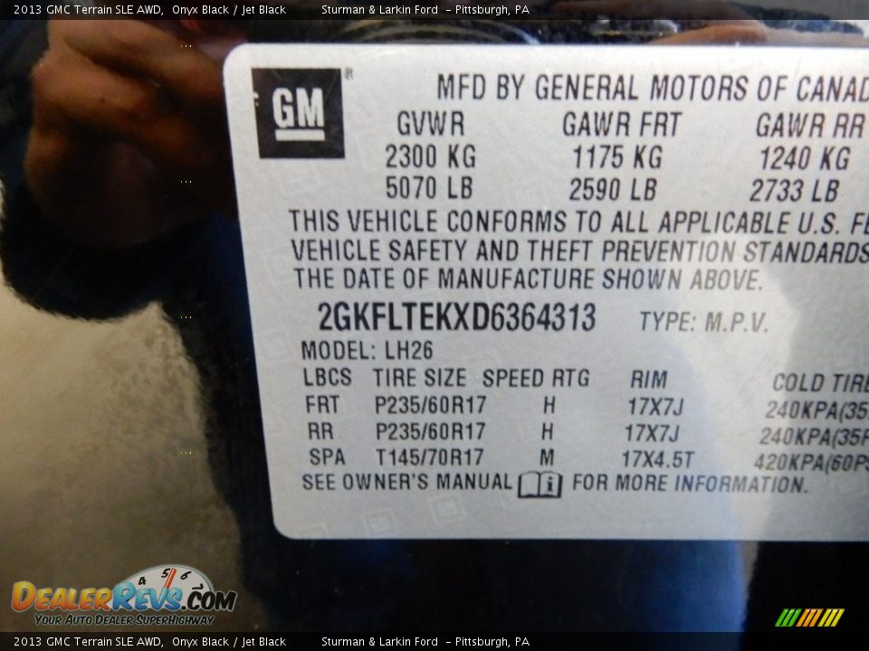2013 GMC Terrain SLE AWD Onyx Black / Jet Black Photo #11
