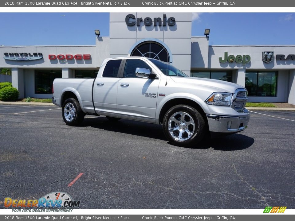 2018 Ram 1500 Laramie Quad Cab 4x4 Bright Silver Metallic / Black Photo #1