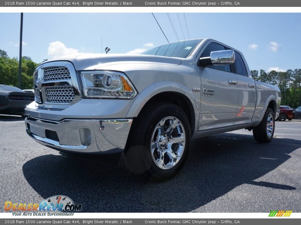 2018 Ram 1500 Laramie Quad Cab 4x4 Bright Silver Metallic / Black Photo #3
