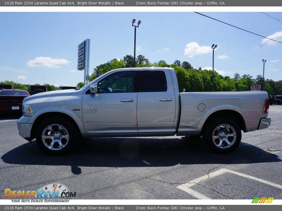 2018 Ram 1500 Laramie Quad Cab 4x4 Bright Silver Metallic / Black Photo #4