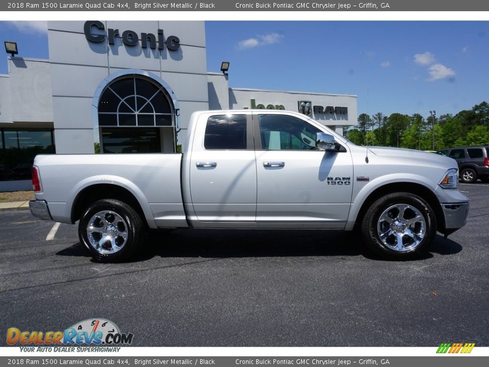 2018 Ram 1500 Laramie Quad Cab 4x4 Bright Silver Metallic / Black Photo #14