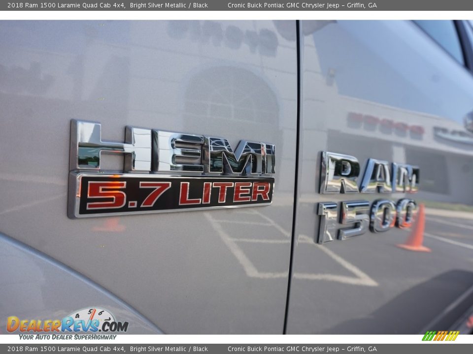 2018 Ram 1500 Laramie Quad Cab 4x4 Bright Silver Metallic / Black Photo #22