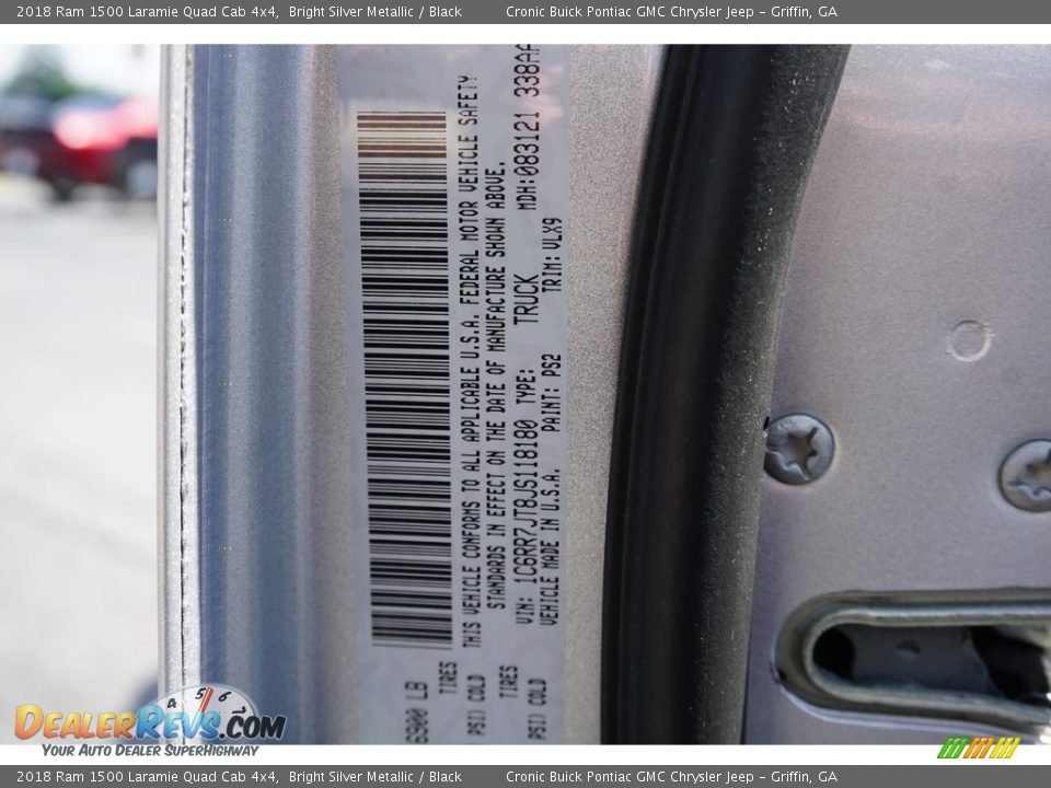 2018 Ram 1500 Laramie Quad Cab 4x4 Bright Silver Metallic / Black Photo #23