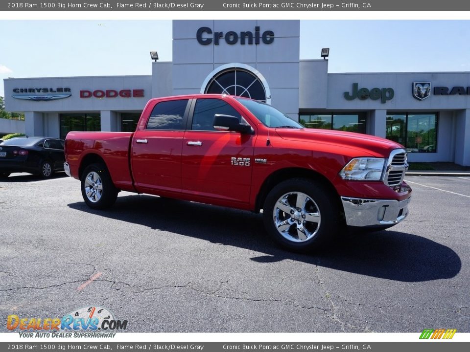 2018 Ram 1500 Big Horn Crew Cab Flame Red / Black/Diesel Gray Photo #1