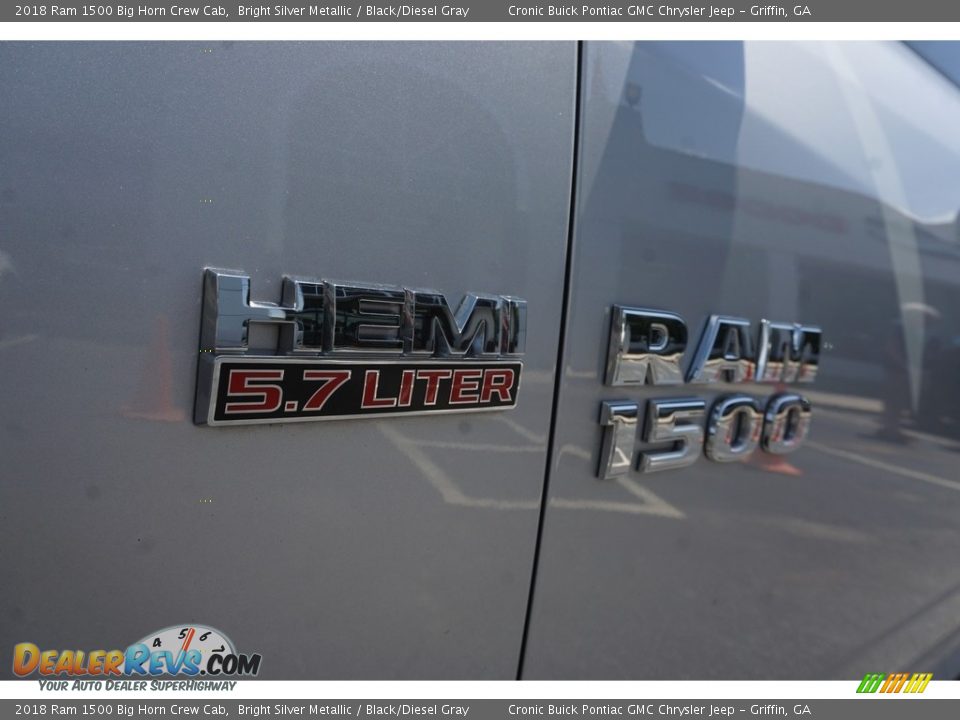 2018 Ram 1500 Big Horn Crew Cab Bright Silver Metallic / Black/Diesel Gray Photo #23