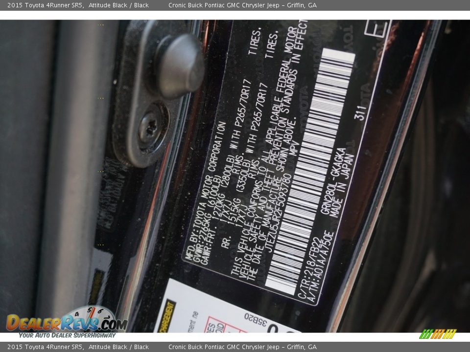 2015 Toyota 4Runner SR5 Attitude Black / Black Photo #19