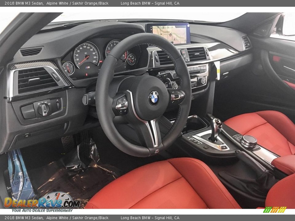 2018 BMW M3 Sedan Alpine White / Sakhir Orange/Black Photo #6