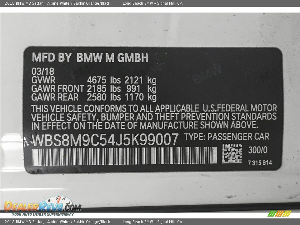 2018 BMW M3 Sedan Alpine White / Sakhir Orange/Black Photo #10