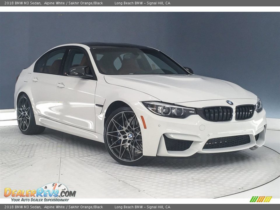 2018 BMW M3 Sedan Alpine White / Sakhir Orange/Black Photo #12