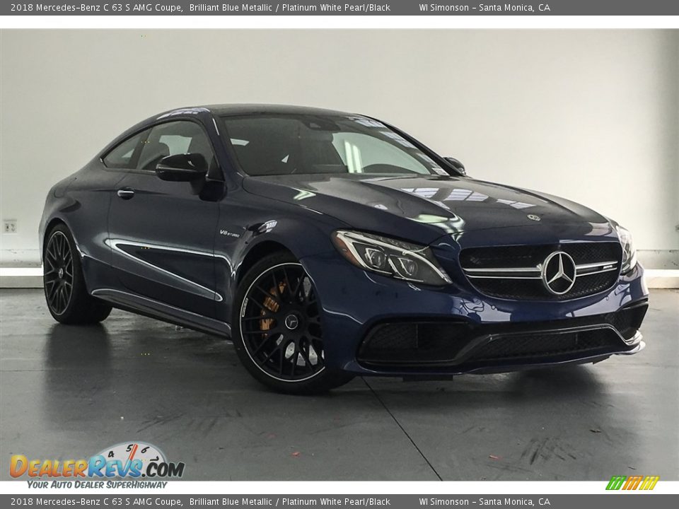 2018 Mercedes-Benz C 63 S AMG Coupe Brilliant Blue Metallic / Platinum White Pearl/Black Photo #12