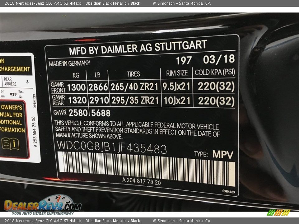 2018 Mercedes-Benz GLC AMG 63 4Matic Obsidian Black Metallic / Black Photo #23