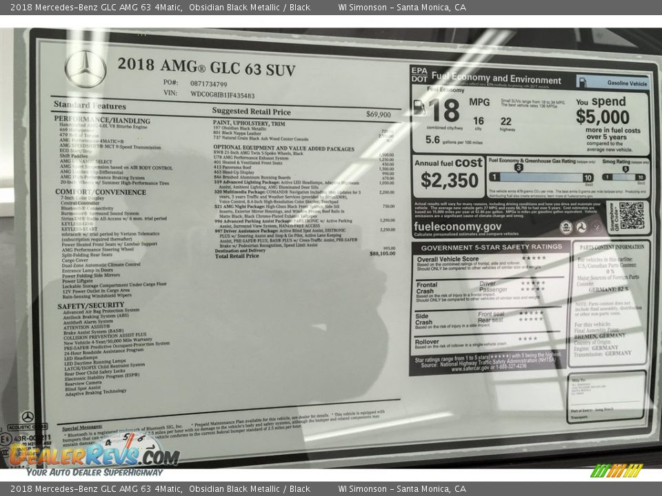 2018 Mercedes-Benz GLC AMG 63 4Matic Obsidian Black Metallic / Black Photo #26