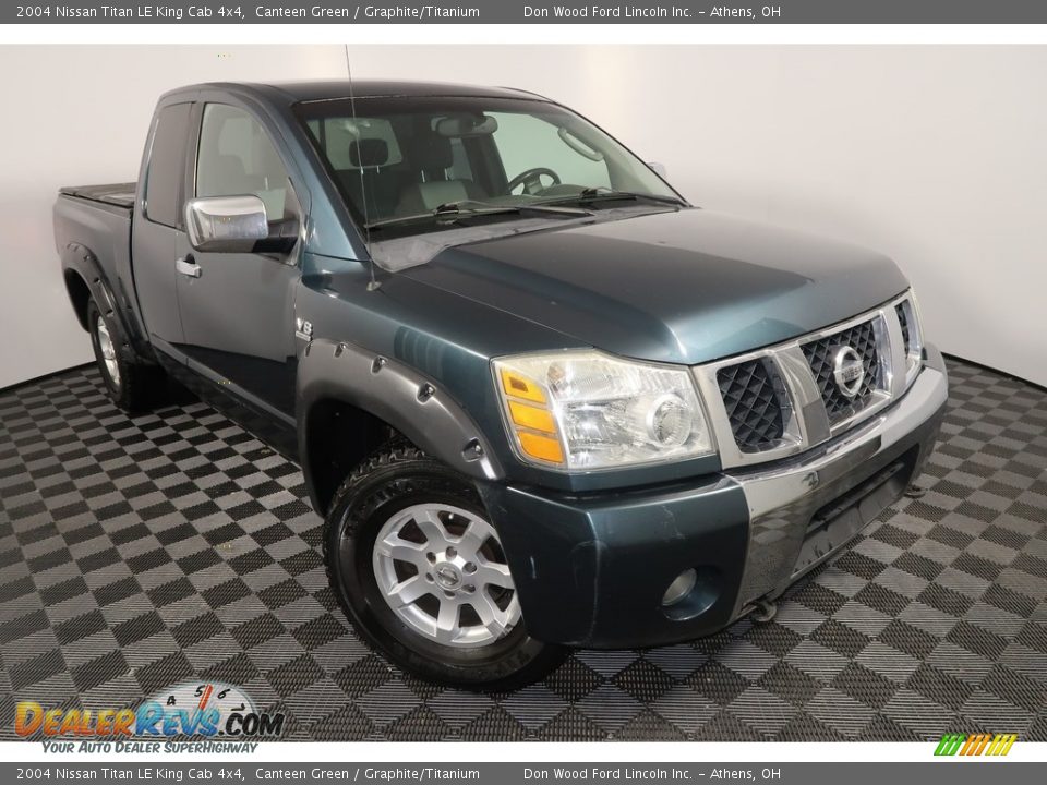 2004 Nissan Titan LE King Cab 4x4 Canteen Green / Graphite/Titanium Photo #3
