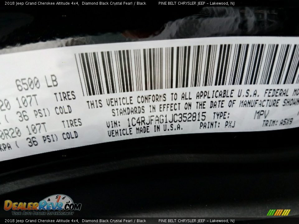 2018 Jeep Grand Cherokee Altitude 4x4 Diamond Black Crystal Pearl / Black Photo #9