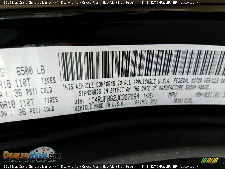 2018 Jeep Grand Cherokee Limited 4x4 Diamond Black Crystal Pearl / Black/Light Frost Beige Photo #9