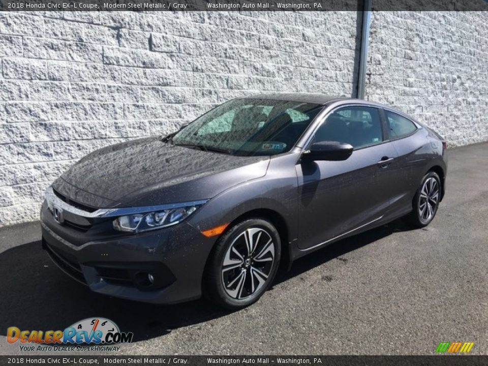 2018 Honda Civic EX-L Coupe Modern Steel Metallic / Gray Photo #8