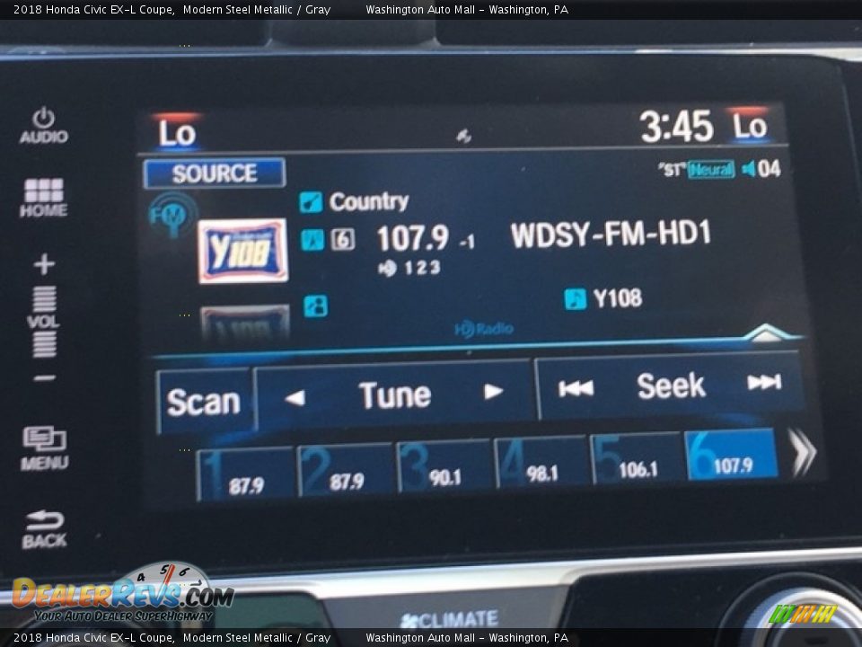 2018 Honda Civic EX-L Coupe Modern Steel Metallic / Gray Photo #17