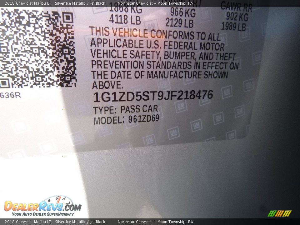 2018 Chevrolet Malibu LT Silver Ice Metallic / Jet Black Photo #17