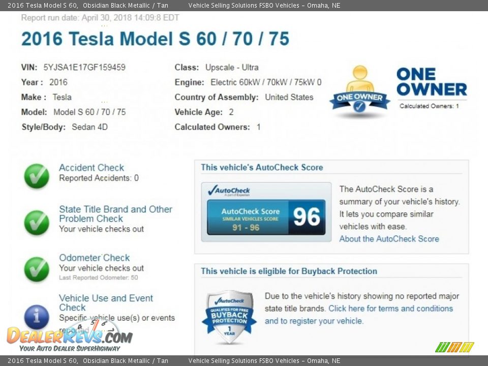 Dealer Info of 2016 Tesla Model S 60 Photo #2