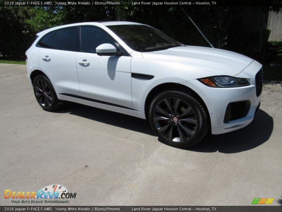 2018 Jaguar F-PACE S AWD Yulong White Metallic / Ebony/Pimento Photo #1