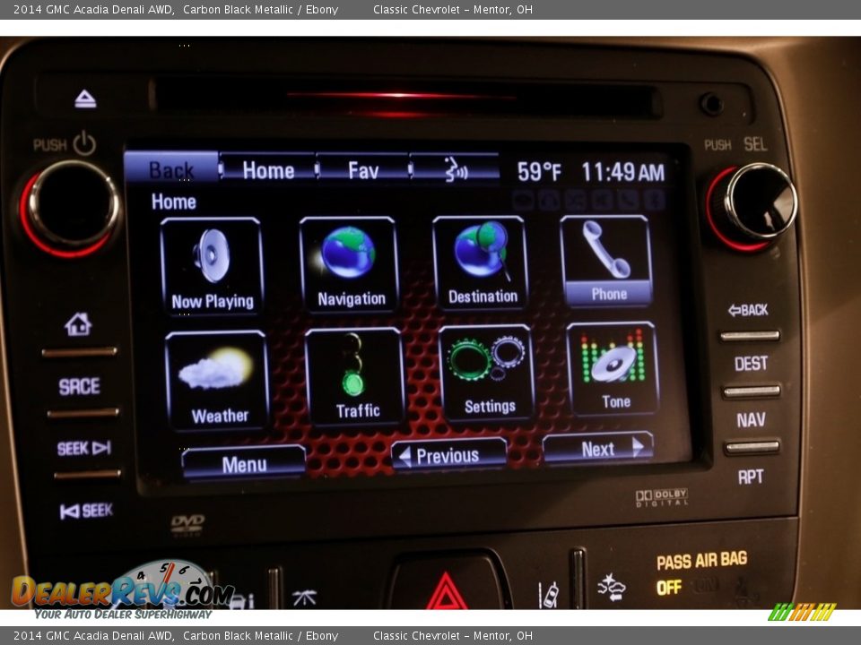 2014 GMC Acadia Denali AWD Carbon Black Metallic / Ebony Photo #10