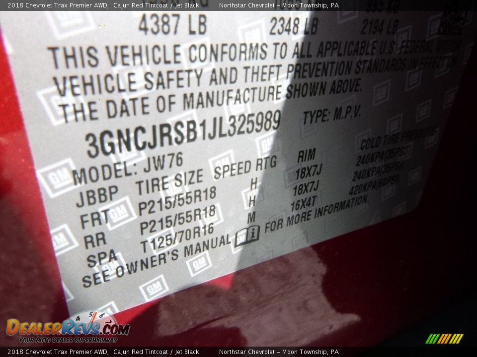 2018 Chevrolet Trax Premier AWD Cajun Red Tintcoat / Jet Black Photo #14