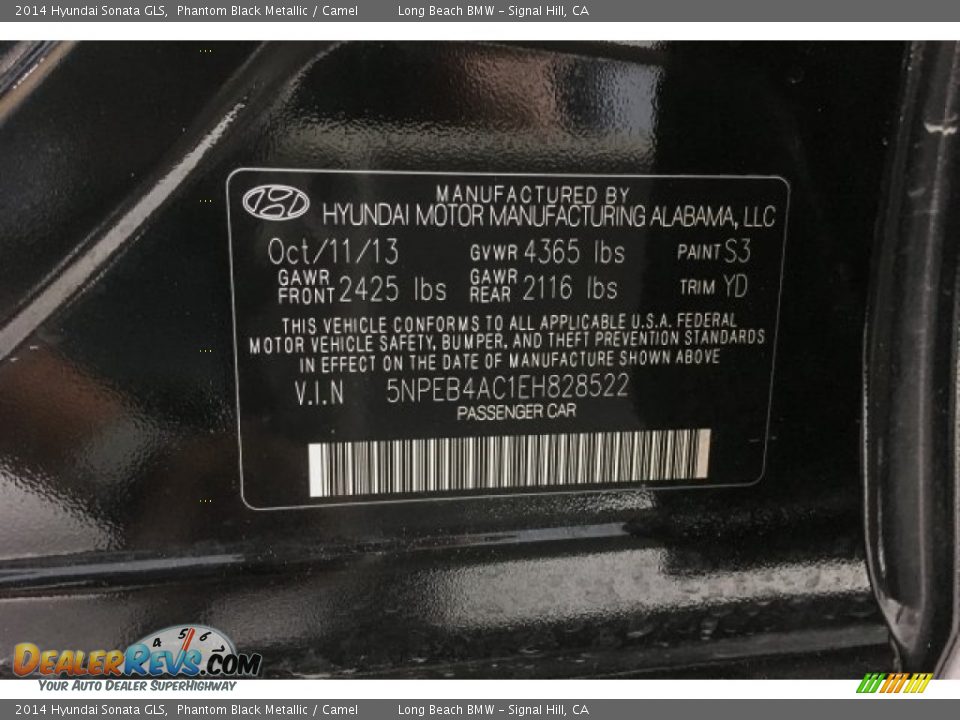 2014 Hyundai Sonata GLS Phantom Black Metallic / Camel Photo #10