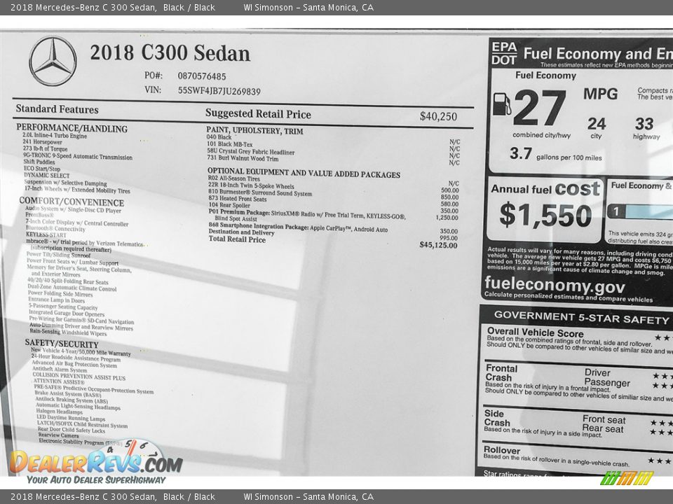 2018 Mercedes-Benz C 300 Sedan Black / Black Photo #11