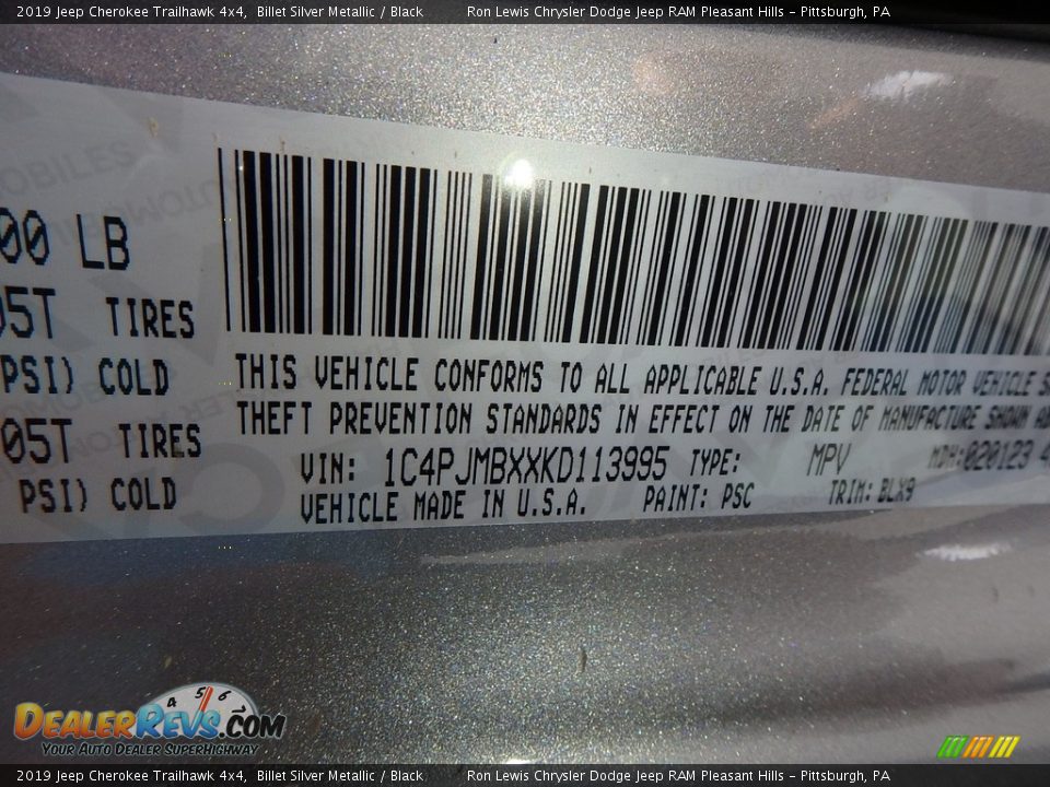 2019 Jeep Cherokee Trailhawk 4x4 Billet Silver Metallic / Black Photo #14