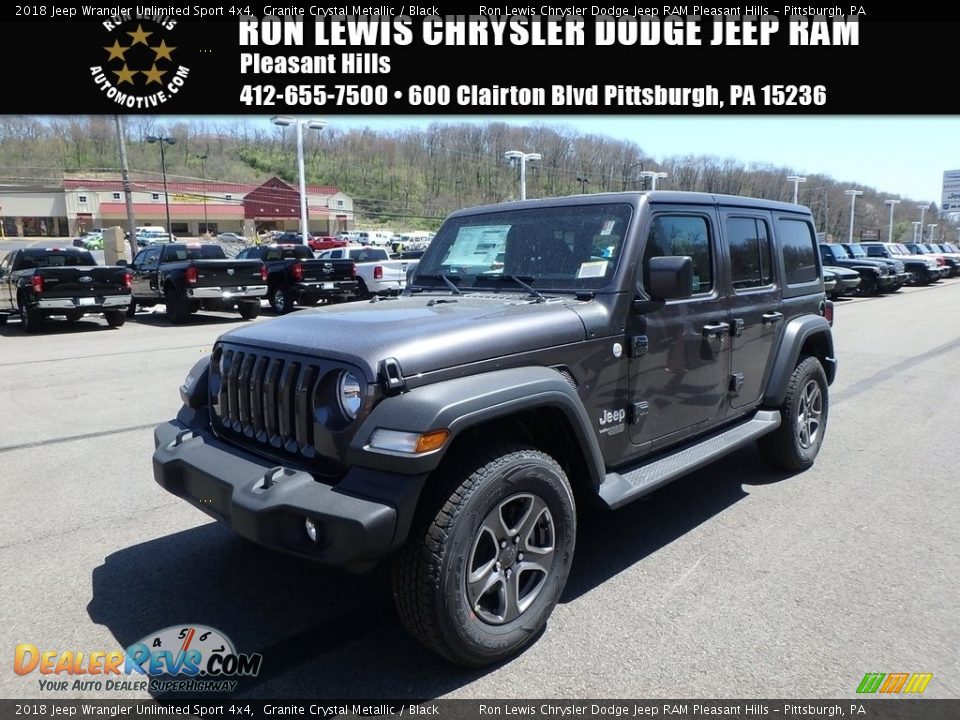 2018 Jeep Wrangler Unlimited Sport 4x4 Granite Crystal Metallic / Black Photo #1